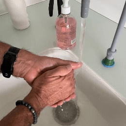 Wash your hands thoroughly with warm water and dry them with a clean towel or paper towel. Warm water will help improve blood circulation.