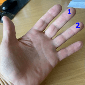 Choose your middle finger (or ring finger), preferably on your left hand if you are right-handed, or on your right hand if you are left-handed.