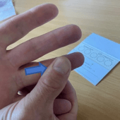 Massage your finger for 30 seconds, moving from the palm towards the fingertip to increase blood flow.