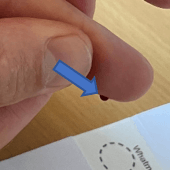 Once pricked, massage the fingertip to increase the size of the blood drop.